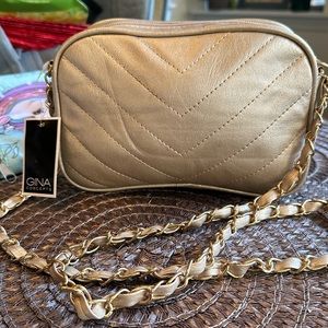 GINA Concepts gold quilted crossbody NWT